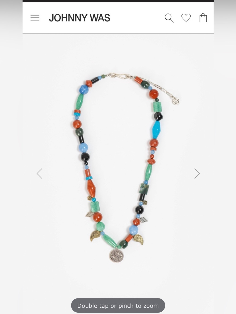 Johnny Was Paisley Evil Eye Charm and Gemstone Necklace - Picture 4 of 6